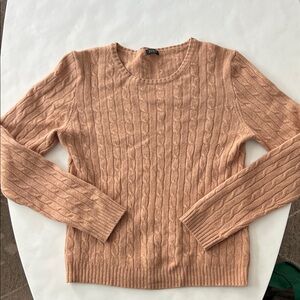 J. Crew Vintage Wool and Cashmere Cable Knit Crewneck Sweater Warm Camel Tan S
